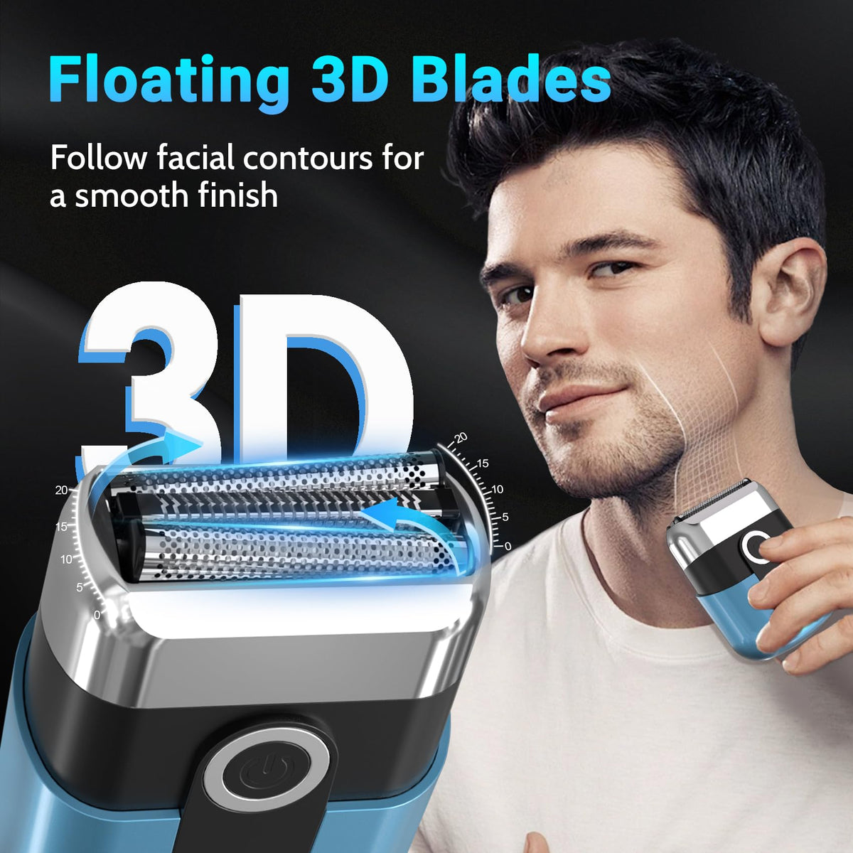LYRSLF Mini Electric Razor side view showing charging port