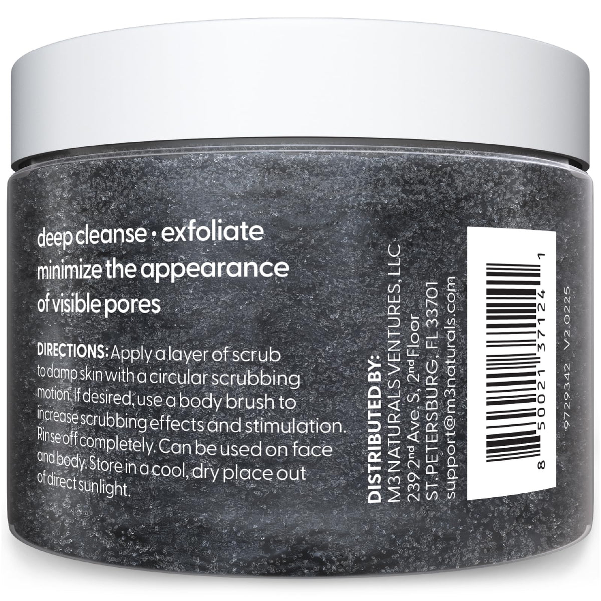 M3 Naturals Exfoliating Charcoal Scrub texture close-up