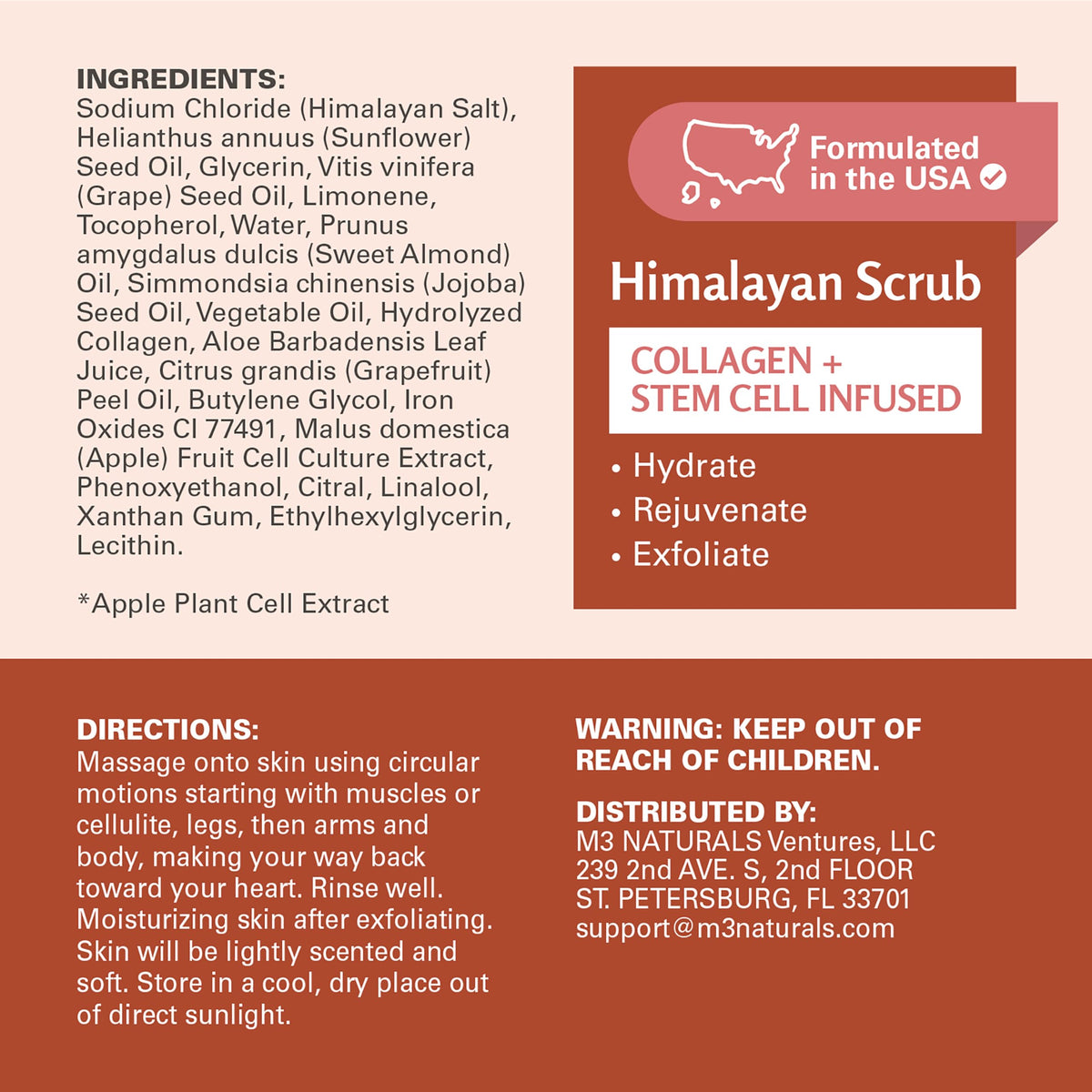 M3 Naturals Himalayan Salt Scrub 16 oz back view