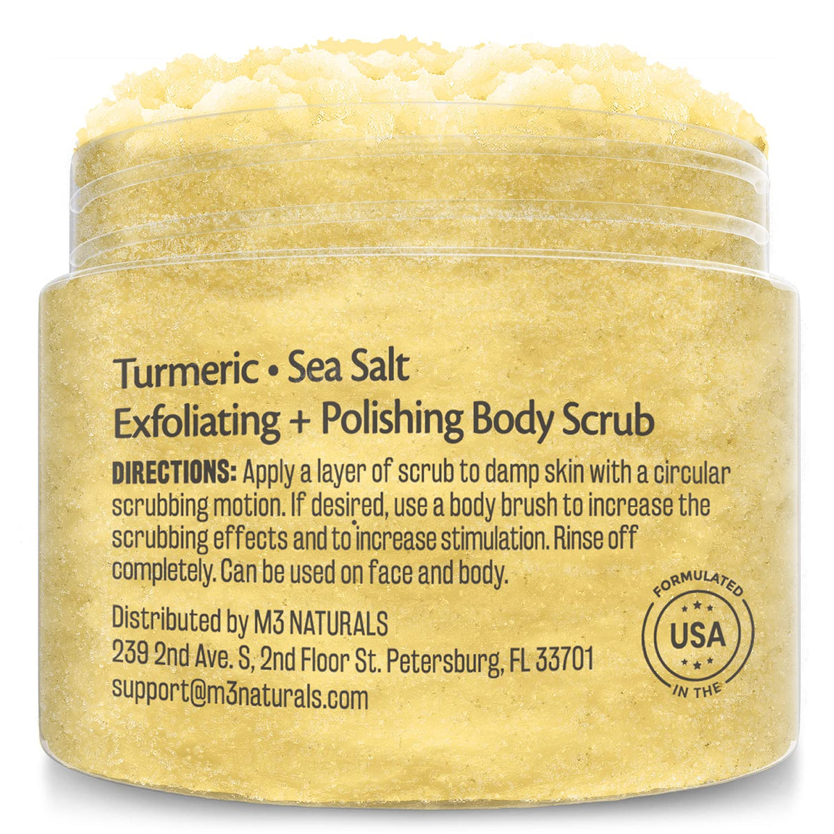 M3 Naturals Turmeric Body Scrub 16 oz back view