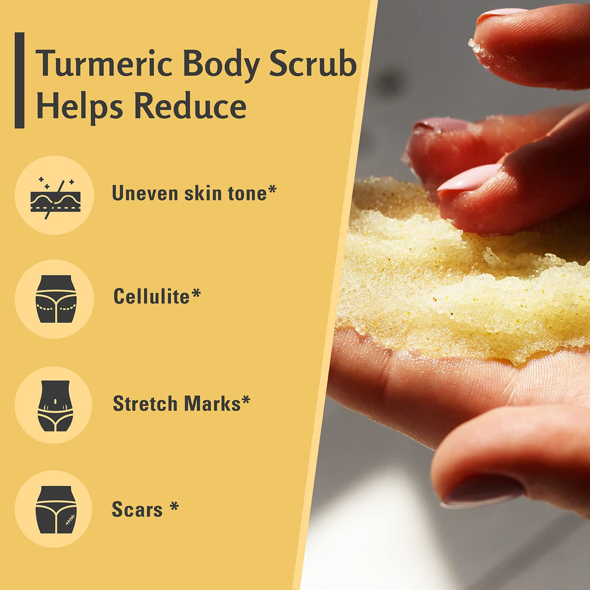 M3 Naturals Turmeric Body Scrub application on skin