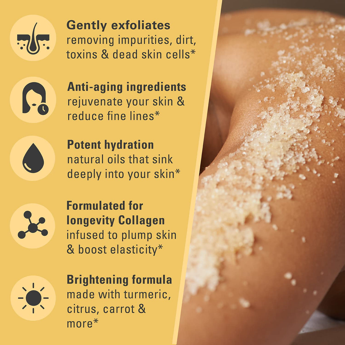 M3 Naturals Turmeric Body Scrub texture close-up