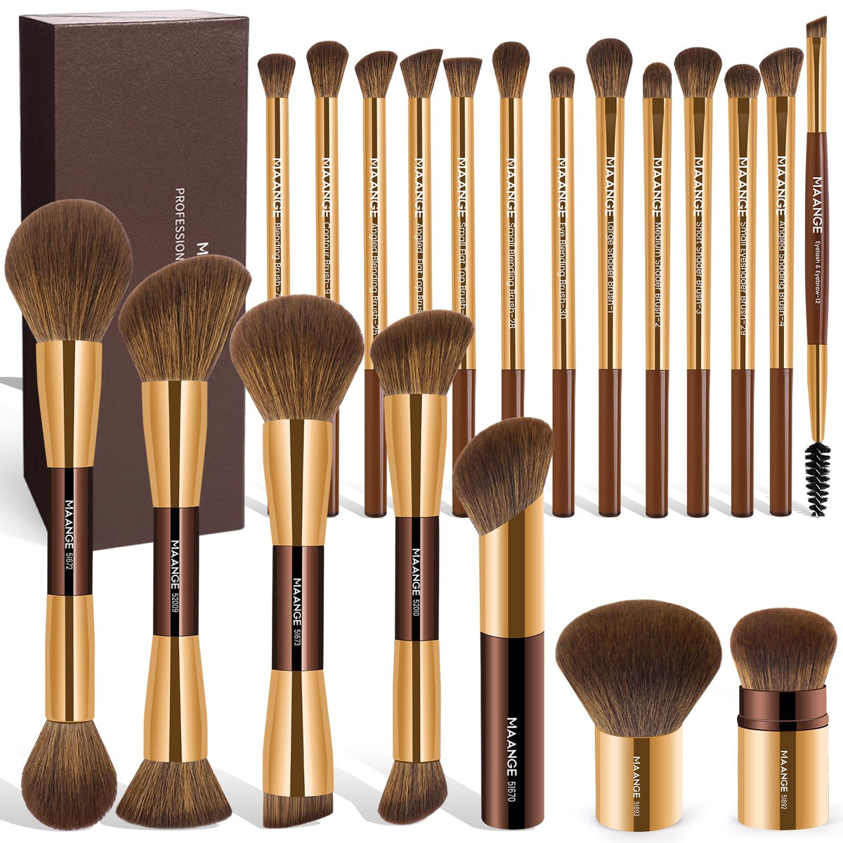 MAANGE 20 Pcs Makeup Brush Set in elegant gift box