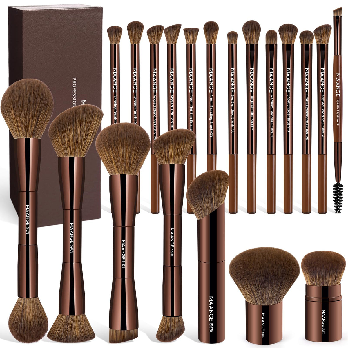 MAANGE 20 Pcs Makeup Brush Set in elegant gift box