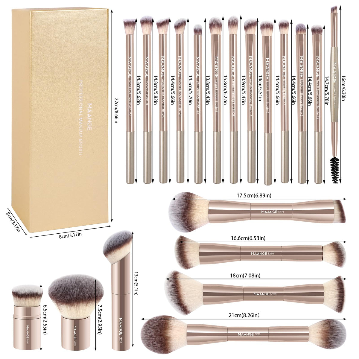 MAANGE 20 Pcs Makeup Brush Set with accessories
