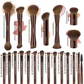 MAANGE double-ended kabuki brush in dark brown