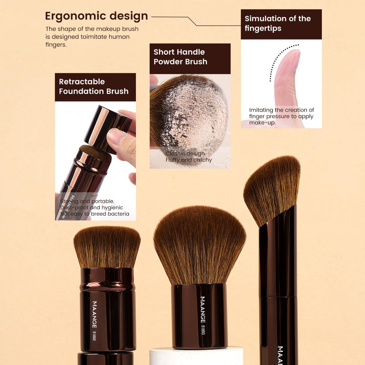 MAANGE foundation brush with sturdy aluminum handle