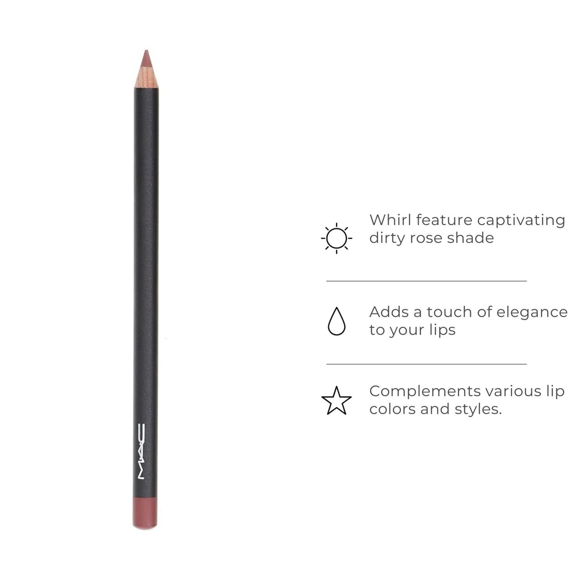MAC Lip Pencil Whirl Dirty Rose with makeup setup