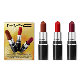 MAC Mini Lustreglass Lipstick Trio in gold-toned packaging