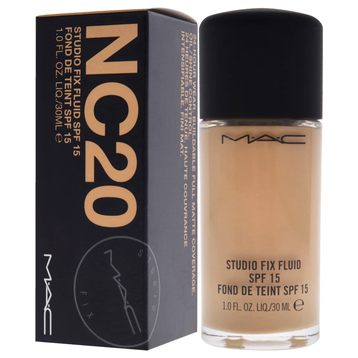 MAC Studio Fix Fluid Foundation NC20 swatch on hand