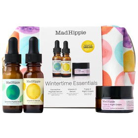 Mad Hippie Wintertime Essentials Travel-Size Skin Care Kit with cosmetics bag