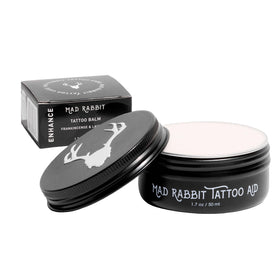 Mad Rabbit Tattoo Balm front view, 1.7 oz with frankincense and lavender