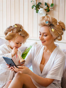 MADHOLLY Creaseless Hair Clips displayed on a vanity