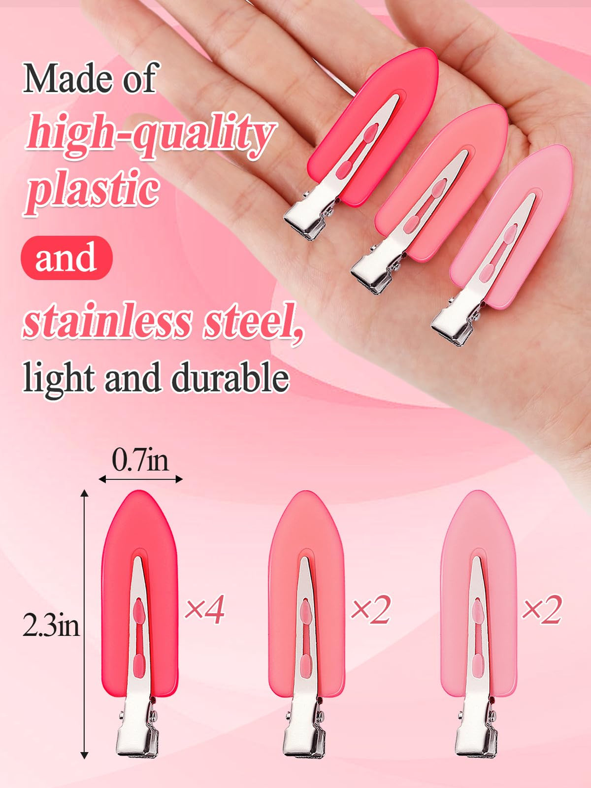 MADHOLLY Creaseless Hair Clips Gradient Pink close-up
