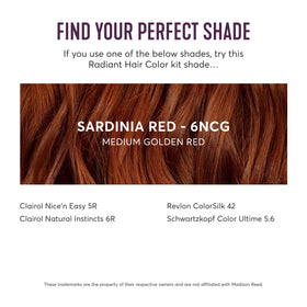 Madison Reed Radiant Hair Color Kit displayed on a bathroom counter