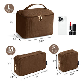 MAGEFY large makeup bag with handle and zipper open