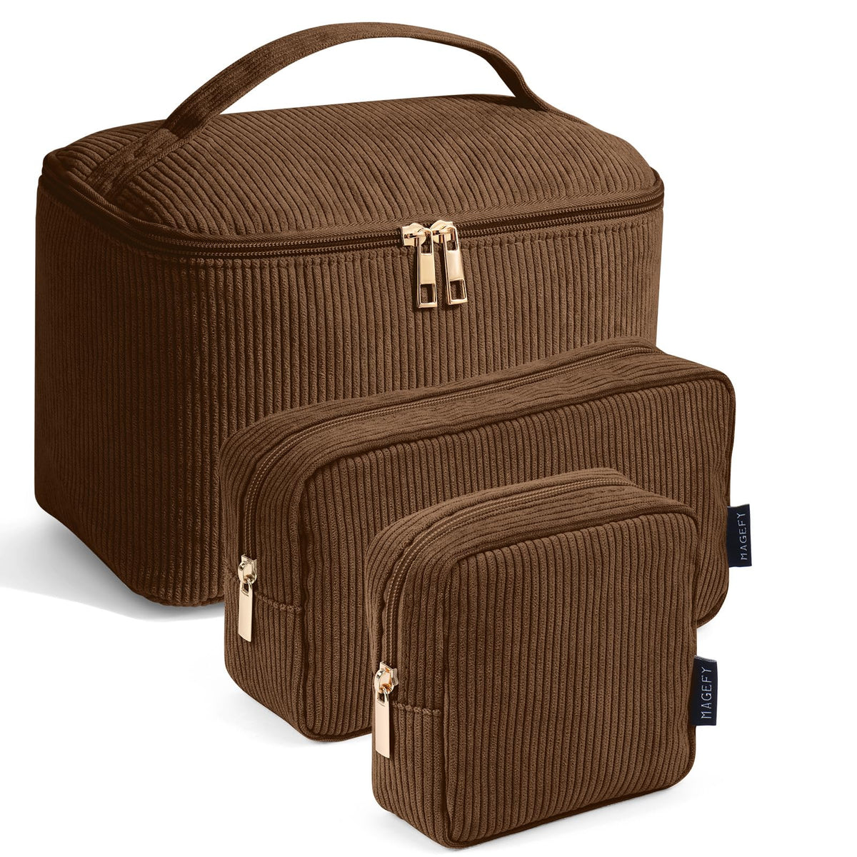 MAGEFY makeup bag set displayed with cosmetics inside