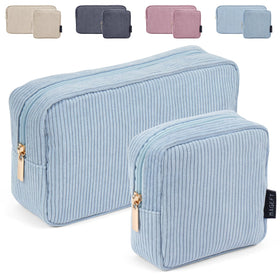 MAGEFY Makeup Bag Set, large bag front view in blue