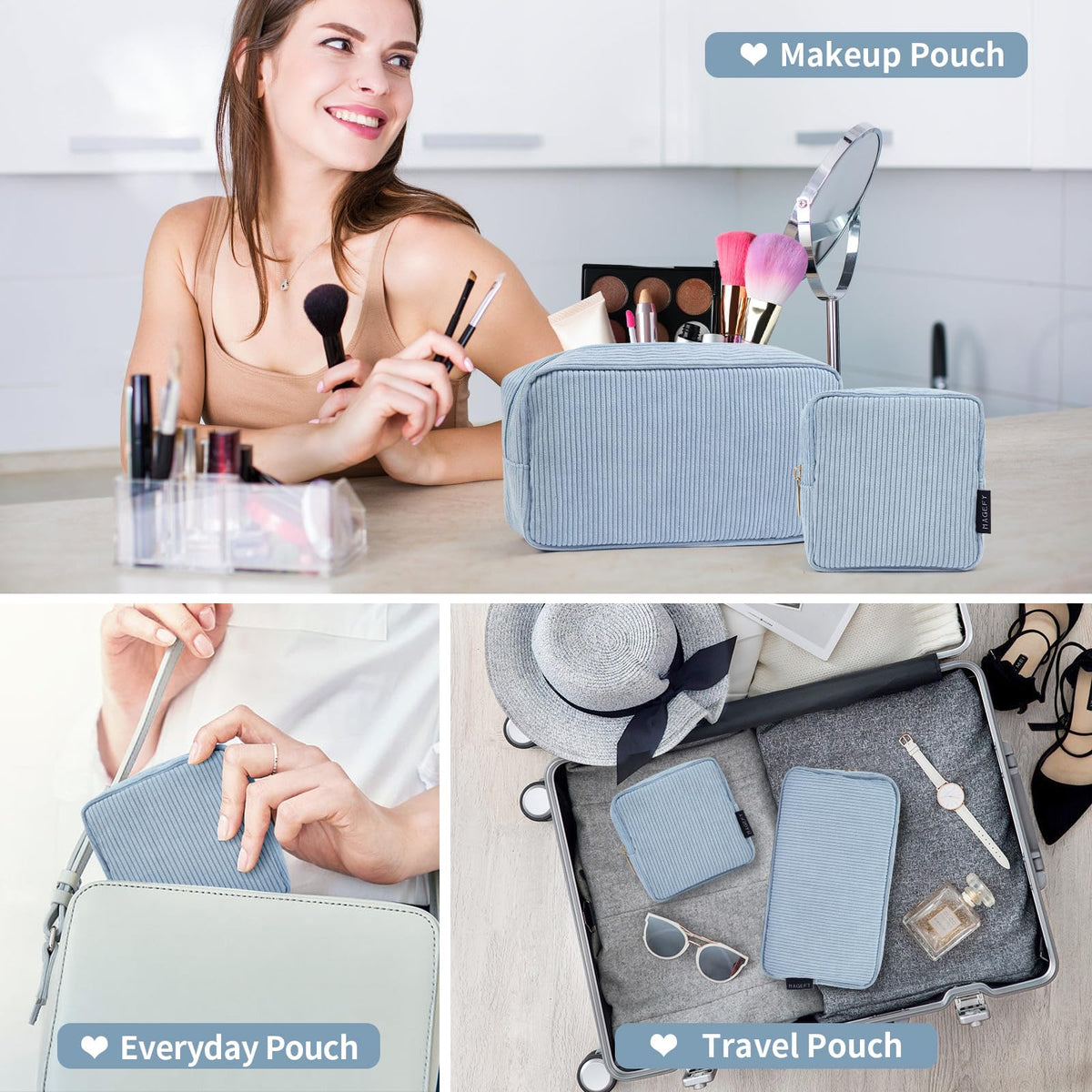 MAGEFY Makeup Bag Set with quality stitching and zipper