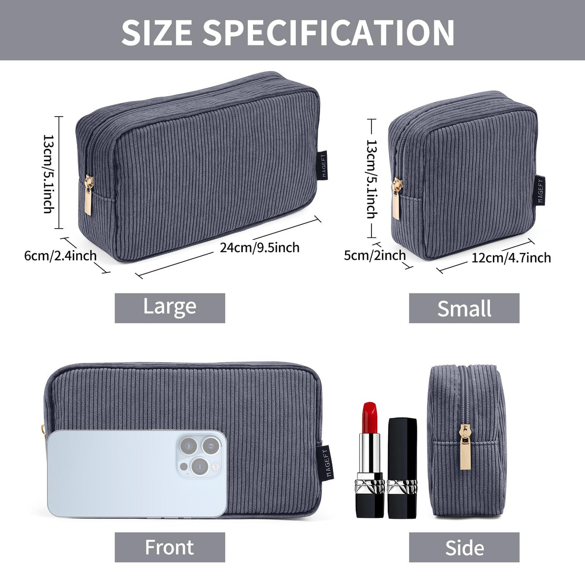 MAGEFY Makeup Bag small size with brushes organized