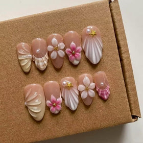 MAGLFELL 3D Almond Handmade Press On Nails front view