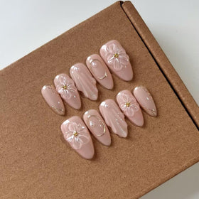 MAGLFELL Handmade Acrylic Press On Nails Medium Almond front view