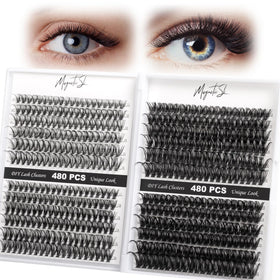 Magnetic SL Lash Clusters 480pcs front view with various lengths