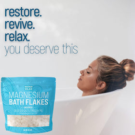Magnum Solace Magnesium Flakes in a bath setting