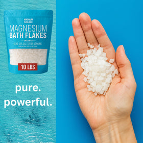 Magnum Solace Magnesium Flakes in a bath setting