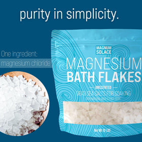 Magnum Solace Magnesium Flakes with a measuring scoop