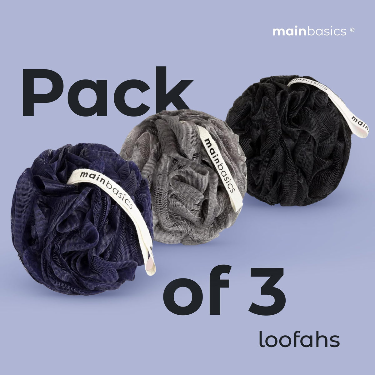 MainBasics loofah sponge in hand demonstrating size