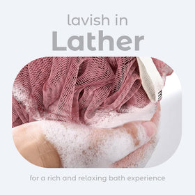 MainBasics loofah sponges in a bathroom setting