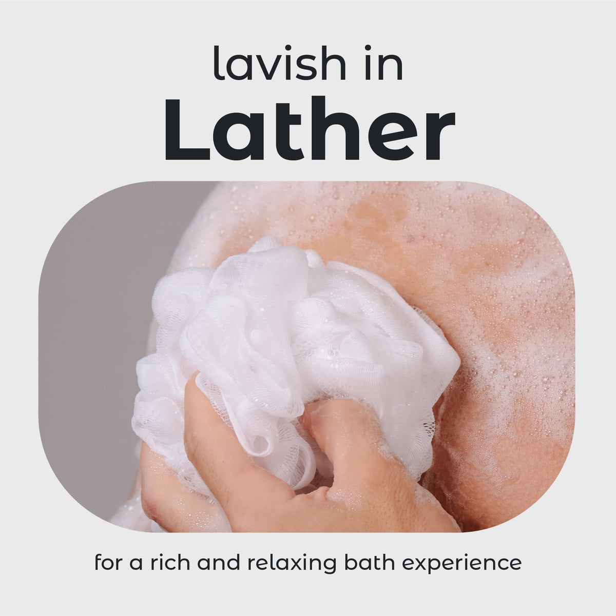 MainBasics Shower Loofah Sponge in use during a shower