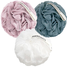 MainBasics Shower Loofah Sponge Pouf Set of 3 in Airy Blossom