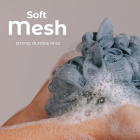 MainBasics Shower Loofah with hanging rope for storage