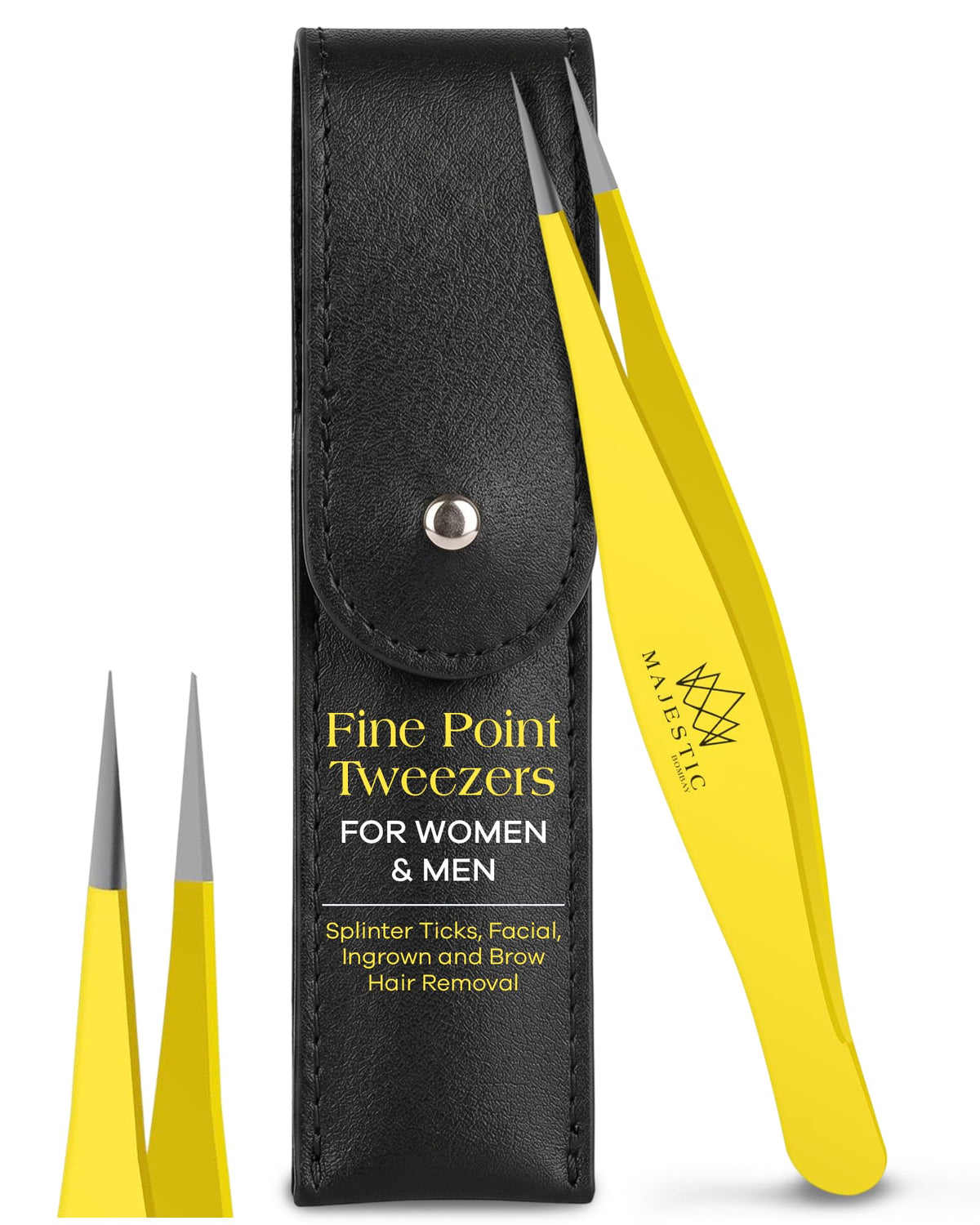 Majestic Bombay Fine Point Tweezers front view