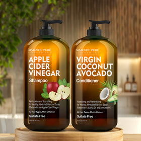 Majestic Pure Apple Cider Vinegar Shampoo and Conditioner set packaging
