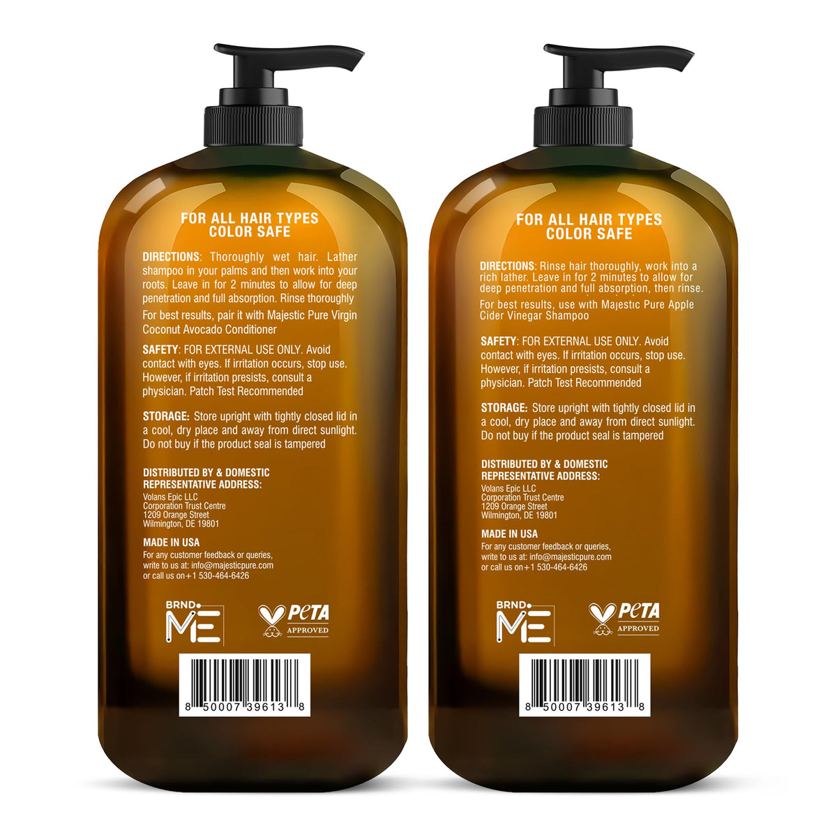 Majestic Pure Apple Cider Vinegar Shampoo and Conditioner with natural ingredients