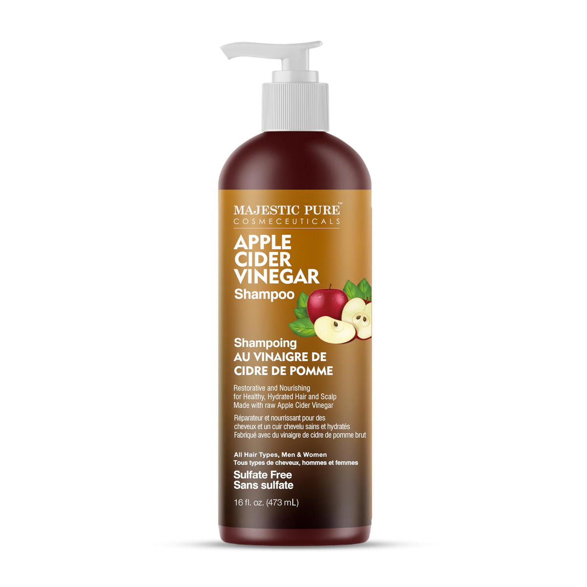 Majestic Pure Apple Cider Vinegar Shampoo easy pump bottle