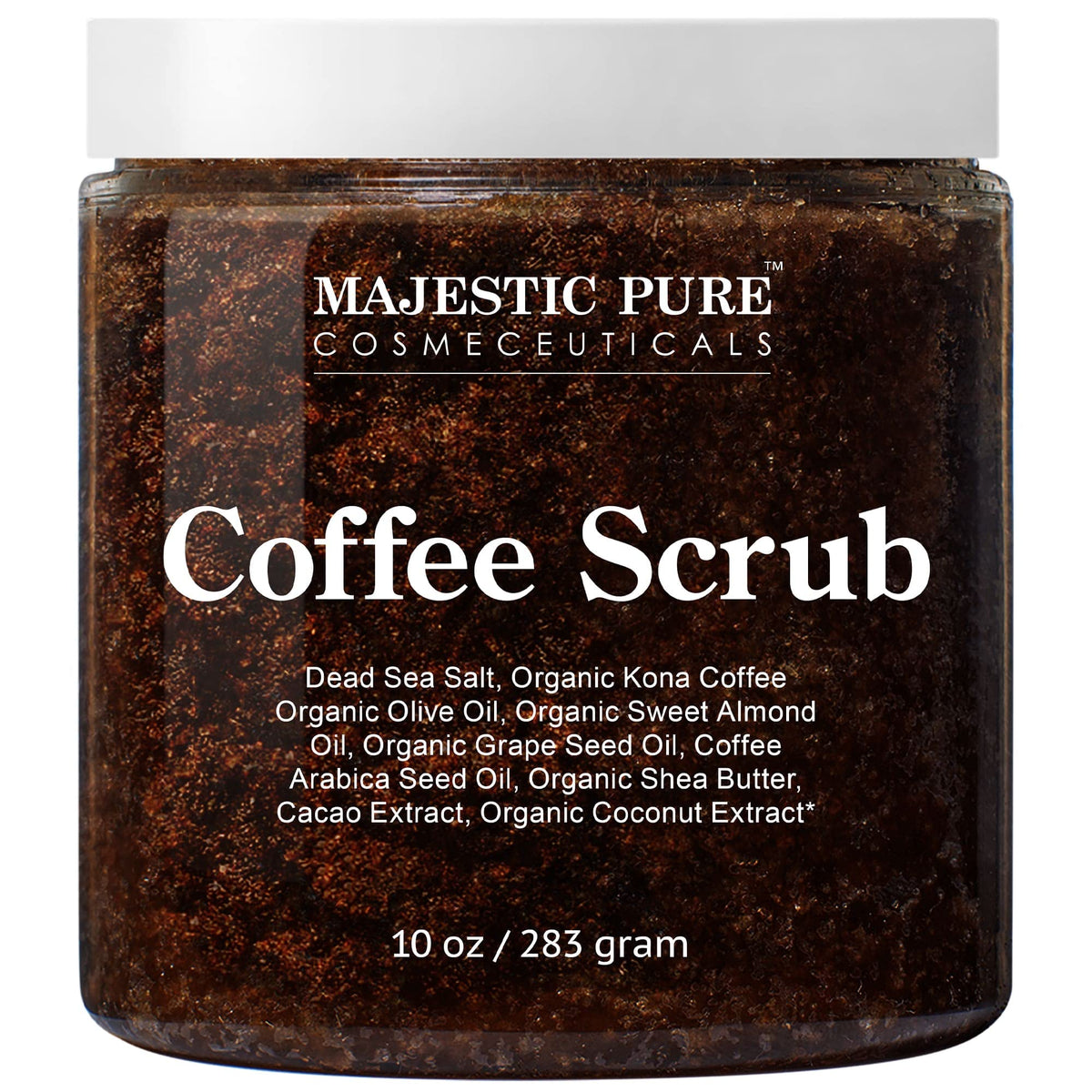 Majestic Pure Arabica Coffee Body Scrub 10 Oz front view