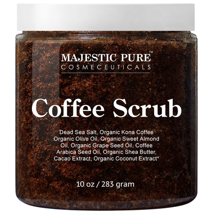Majestic Pure Arabica Coffee Body Scrub 10 Oz front view