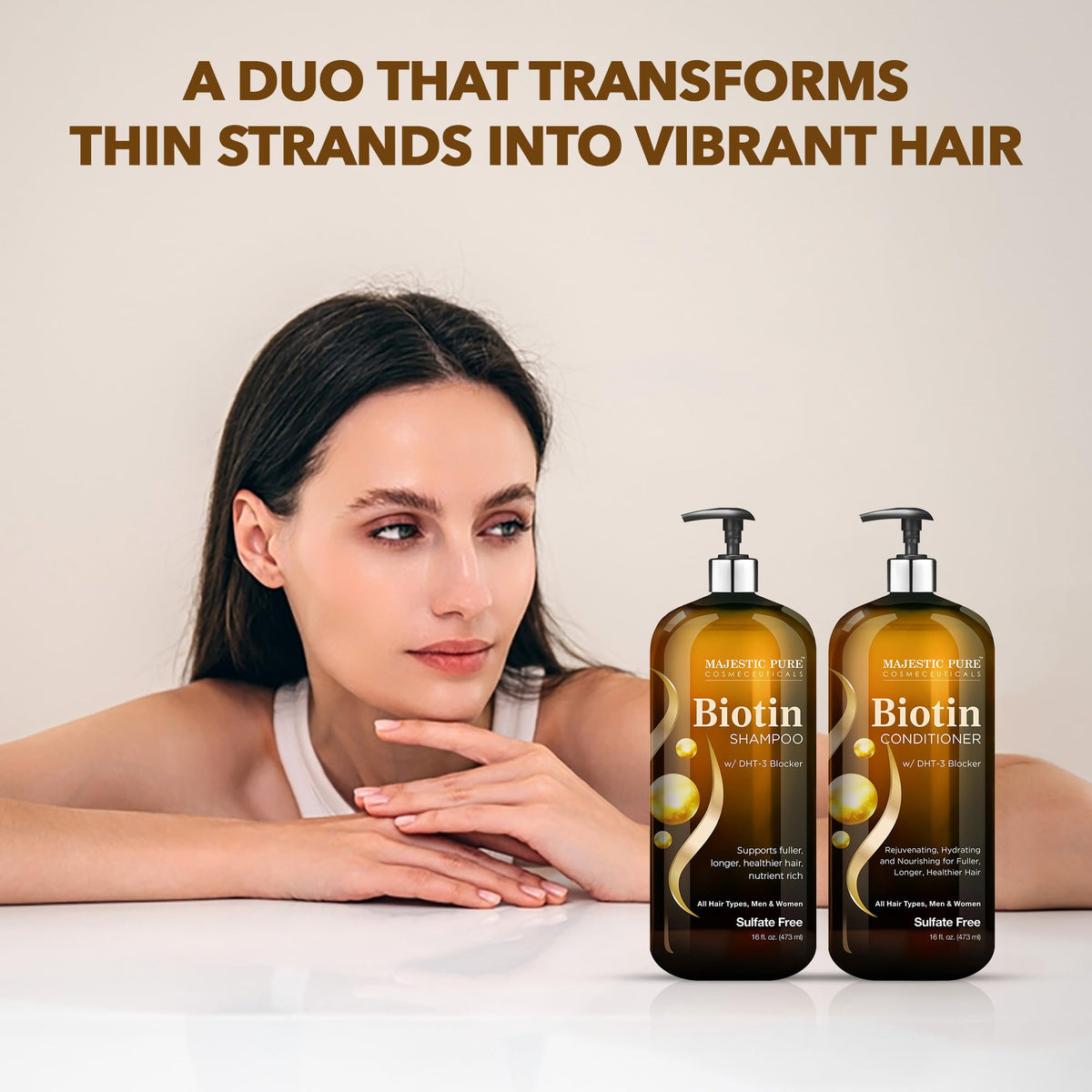 Majestic Pure Biotin Shampoo and Conditioner Set with natural ingredients