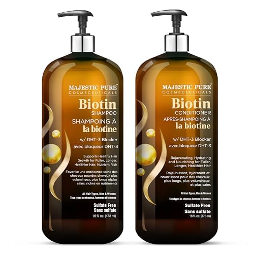 Majestic Pure Biotin Shampoo bottle close-up