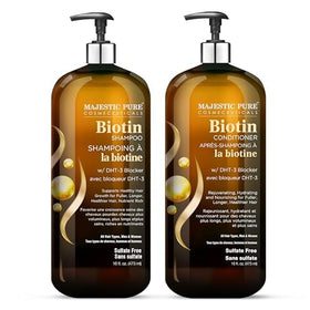 Majestic Pure Biotin Shampoo bottle close-up