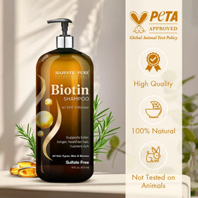 Majestic Pure Biotin Shampoo bottle with natural ingredients