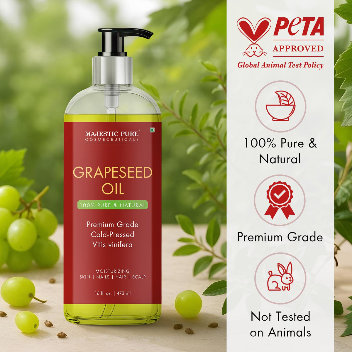 Majestic Pure Grapeseed Oil close-up of cap