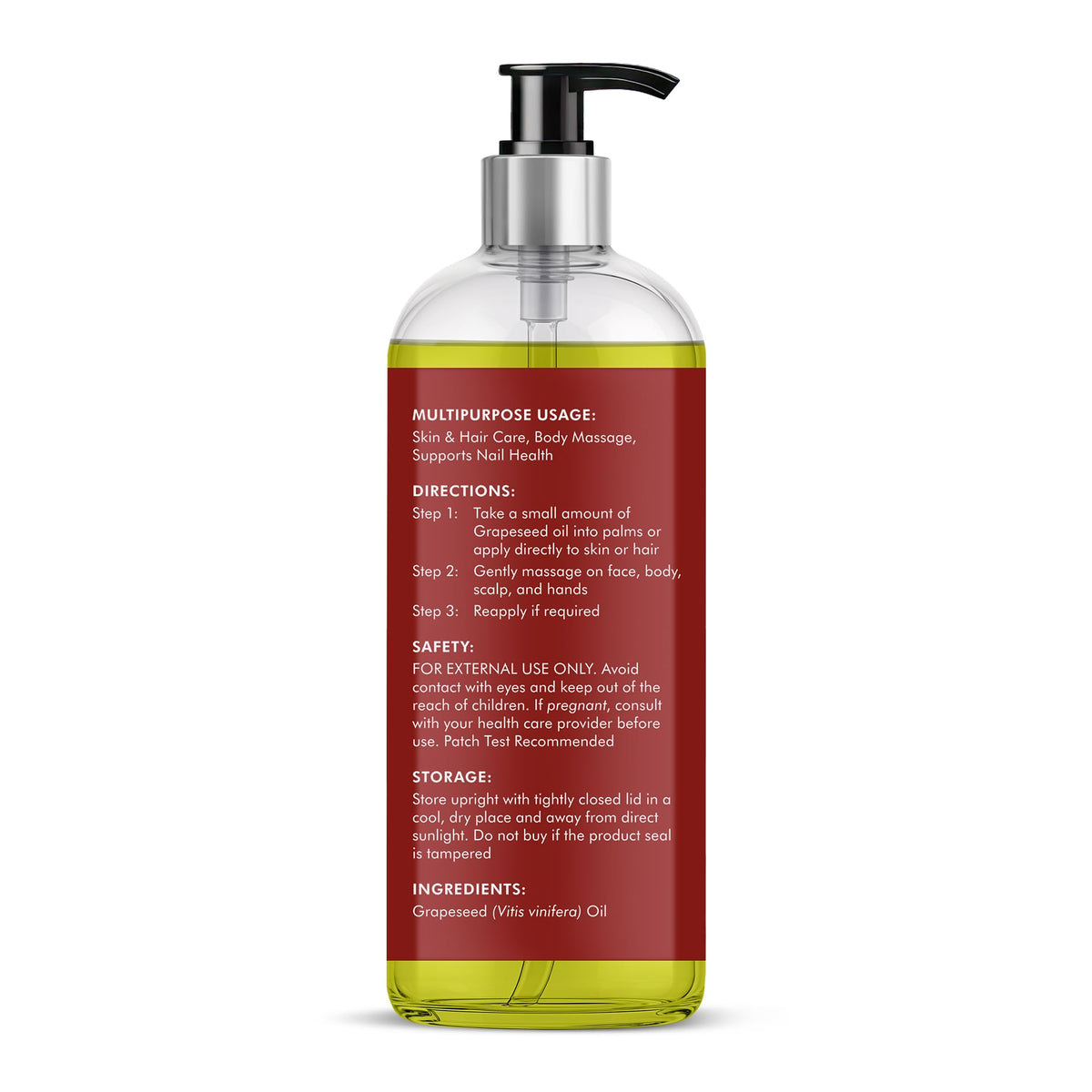Majestic Pure Grapeseed Oil packaging details