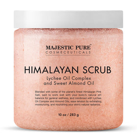 Majestic Pure Himalayan Salt Body Scrub front view with Lychee Oil