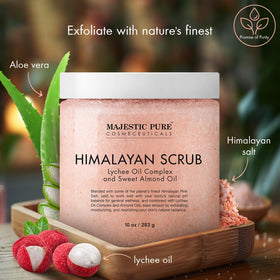 Majestic Pure Himalayan Salt Body Scrub tub with lid open