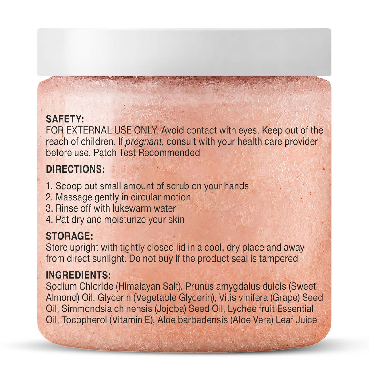 Majestic Pure Himalayan Salt Body Scrub with a scoop